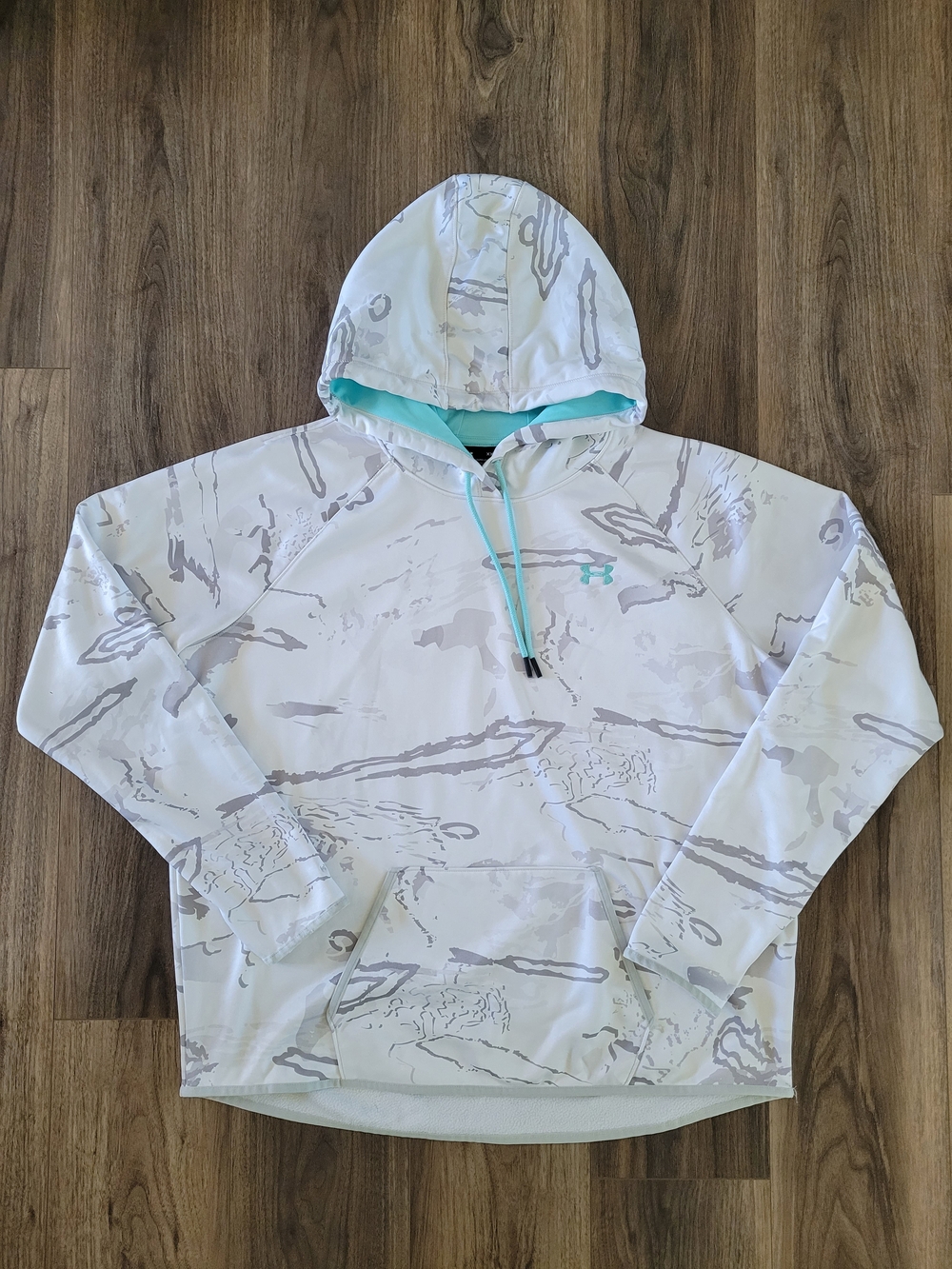 Under Armour White Camo Hoodie with Teal Lining